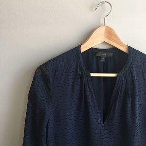 J. Crew Navy Split Neck Blouse